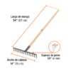 100493.2 100493 - Rastrillo recto de 14 dientes, mango de 54", Truper