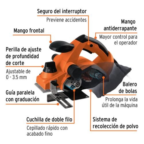 100502.1 100502 - Cepillo eléctrico 3-1/4", 850W, TRUPER PRO