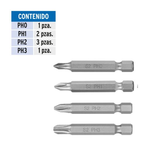 100504 - Estuche con 7 puntas de cruz combinadas largo 2", Expert