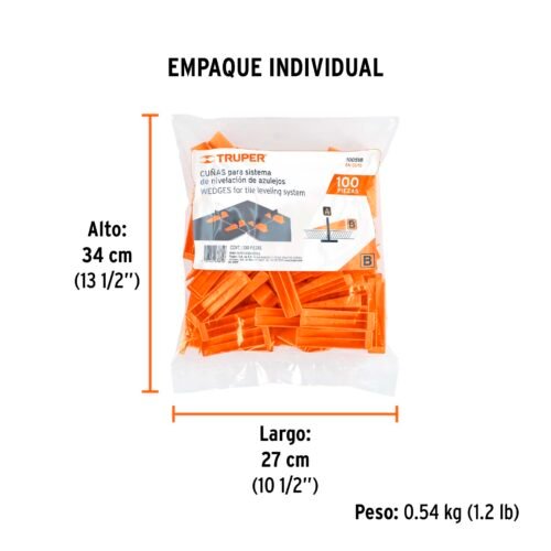 100518.4 100518 - Bolsa con 100 cuñas para nivelación de azulejos, TRUPER