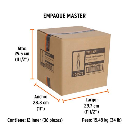 100579 - Pinza para electricista 9" mango de PVC, Truper