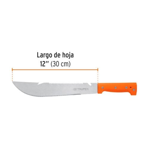 100654 - Machete rambo 12", cacha remachada naranja, TRUPER
