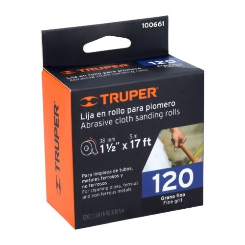 100661 - Rollo de 5 m de lija para plomero grano 120 ancho 1-1/2"