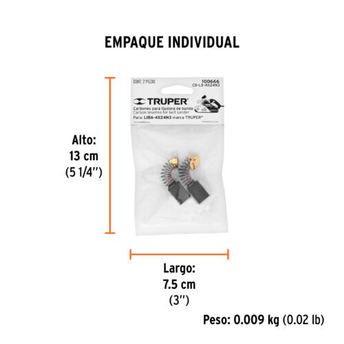 100666.2 100666 - Bolsa con 2 carbones de repuesto para LIBA-4X24N3, TRUPER