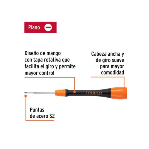 100667 - Desarmador de precisión plano de 1.8 mm mango ergonómico