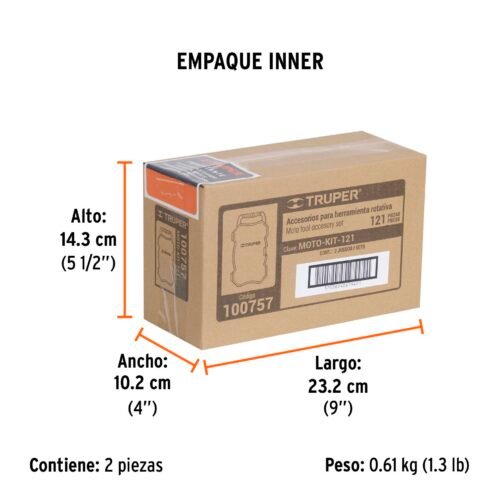 100757.3 100757 - Kit de accesorios p/herramienta rotativa, 121 pzs, TRUPER