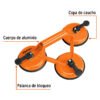 100762 - Ventosa de aluminio para vidrio, 3 copas de succión, Truper