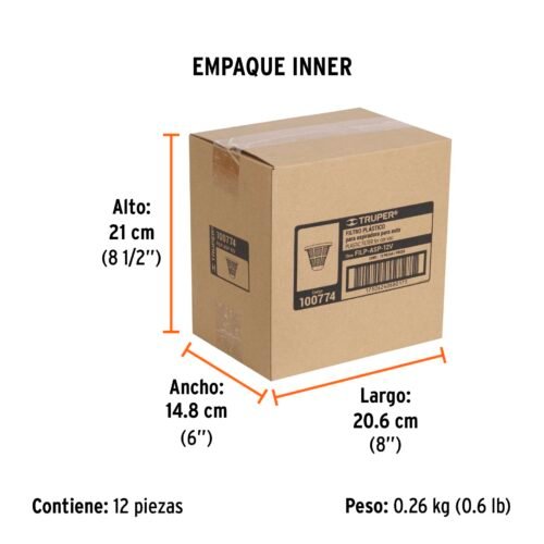 100774 - Filtro plástico para aspiradora de auto ASP-12V, Truper