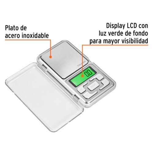 100786.1 100786 - Báscula electrónica de bolsillo, de pilas, 500 g, Truper