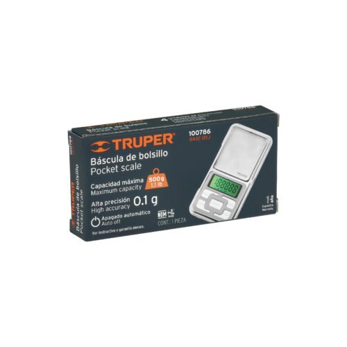 100786.6 100786 - Báscula electrónica de bolsillo, de pilas, 500 g, Truper
