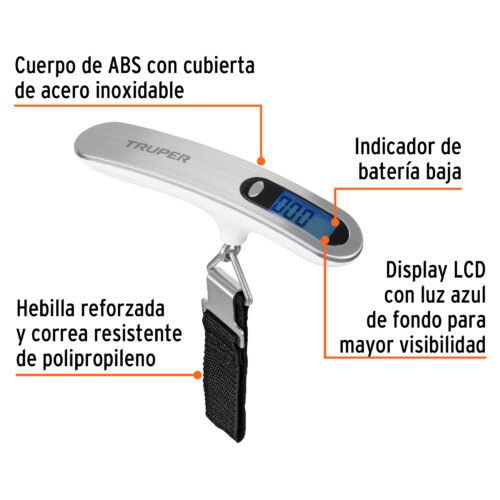 100787.1 100787 - Báscula electrónica para equipaje, de pilas, 50 kg, Truper