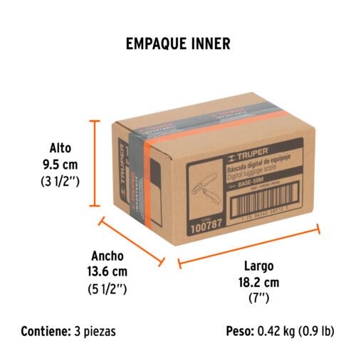 100787.4 100787 - Báscula electrónica para equipaje, de pilas, 50 kg, Truper