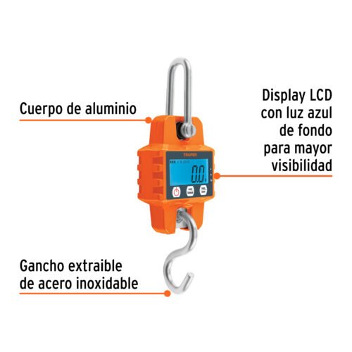 100788 - Báscula electrónica colgante, de pilas, 300 kg, Truper