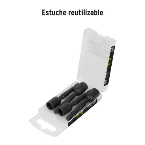 100822.4 100822 - Estuche con 4 dados magnéticos de impacto 3/8" largo 2-1/2"