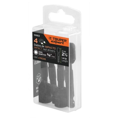 100822.5 100822 - Estuche con 4 dados magnéticos de impacto 3/8" largo 2-1/2"