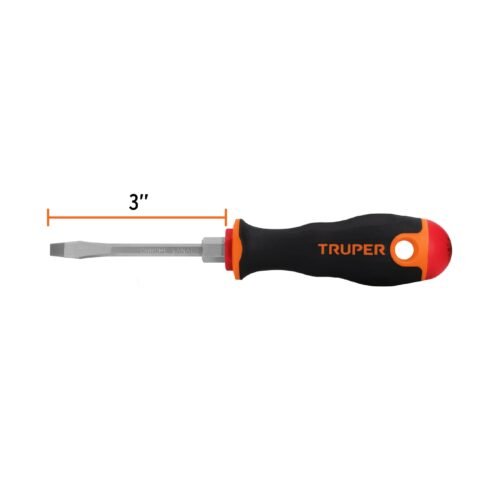 100831 - Desarmador plano 3/16" x 3" mango Comfort Grip, Truper