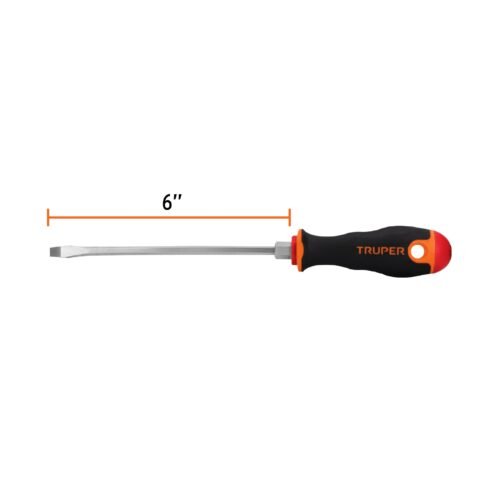 100832 - Desarmador plano 3/16" x 6" mango Comfort Grip, Truper
