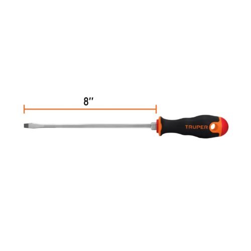 100833 - Desarmador plano 1/4" x 8" mango Comfort Grip, Truper