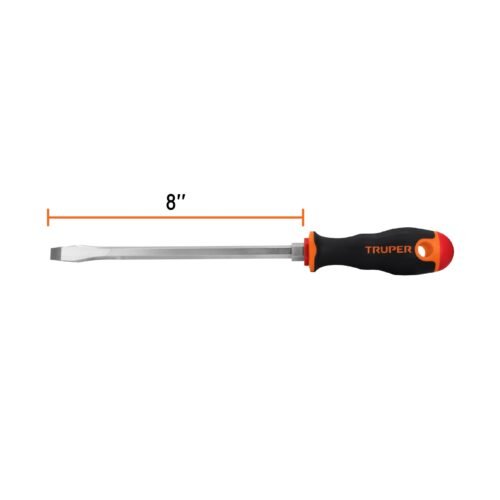 100834 - Desarmador plano 3/8" x 8" mango Comfort Grip, Truper