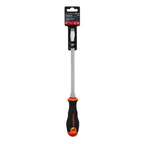 100834 - Desarmador plano 3/8" x 8" mango Comfort Grip, Truper