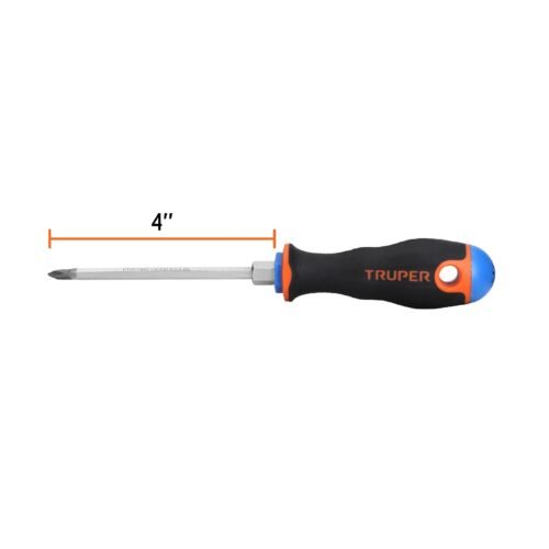 100836 - Desarmador de cruz 3/16" x 4" mango Comfort Grip, Truper