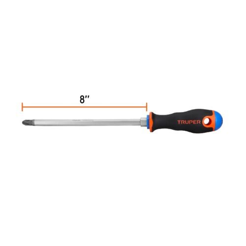 100839 - Desarmador de cruz 3/8" x 8" mango Comfort Grip, Truper