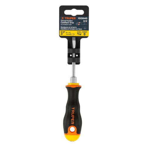 100840 - Desarmador cabinet 3/16 x 3" mango Comfort Grip, Truper