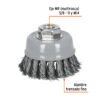 100851 - Carda copa 3" alambre trenzado fino, Multi-rosca, Truper