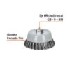 100853 - Carda copa 5" alambre trenzado fino, Multi-rosca, Truper