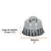 100854 - Carda copa 3" alambre trenzado grueso, Multi-rosca, Truper