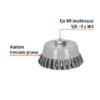 100856 - Carda copa 5" alambre trenzado grueso, Multi-rosca, Truper