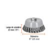 100856 - Carda copa 5" alambre trenzado grueso, Multi-rosca, Truper