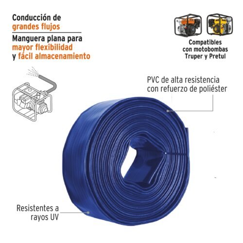 100865 - Rollo de manguera plana de 3" x 50m de descarga p/motobomba