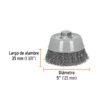 100870 - Carda copa 5" alambre ondulado grueso, Multi-rosca, Truper