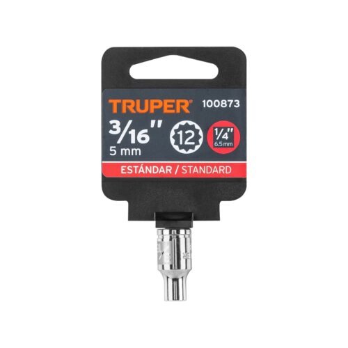 100873 - Dado de 3/16", 12 puntas, cuadro 1/4", Truper