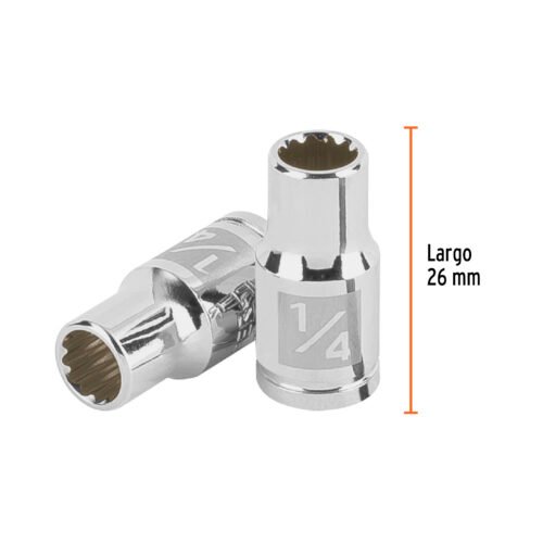 100875.2 100875 - Dado de 1/4", 12 puntas, cuadro 1/4", Truper