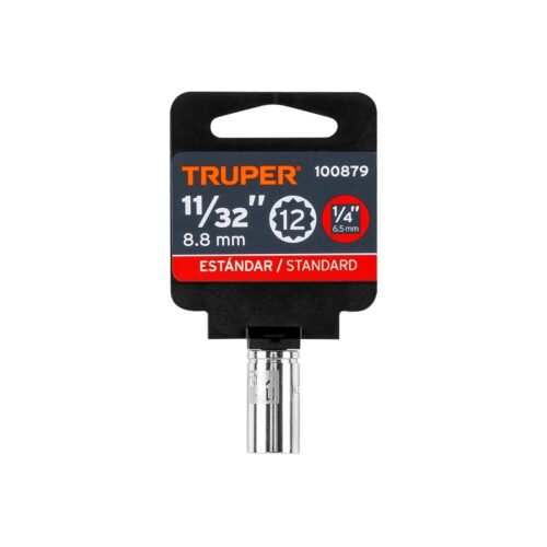 100879.3 100879 - Dado de 11/32", 12 puntas, cuadro 1/4", Truper