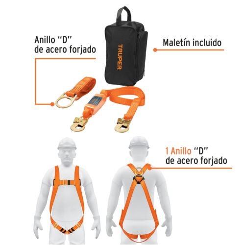 100888 - Kit contra caídas con arnés de un anillo, Truper