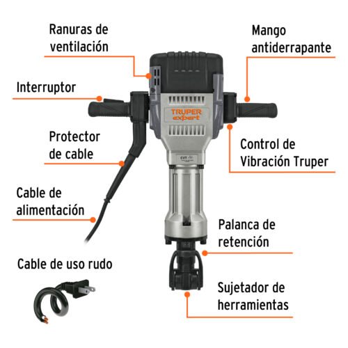 100894 - Martillo demoledor HEX 30 kg, 62J, 2000W, TRUPER EXPERT
