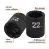 100895.1 100895 - Dado de impacto de 22 mm, 6 puntas, cuadro 1/2", Truper