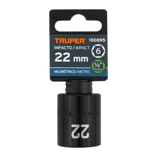 100895.3 100895 - Dado de impacto de 22 mm, 6 puntas, cuadro 1/2", Truper