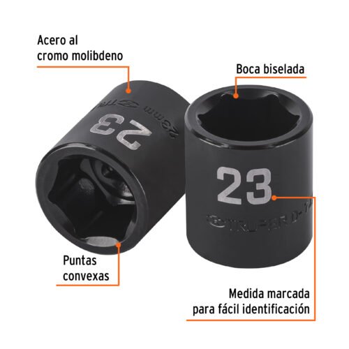 100896 - Dado de impacto de 23 mm, 6 puntas, cuadro 1/2", Truper