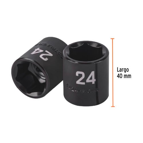 100897 - Dado de impacto de 24 mm, 6 puntas, cuadro 1/2", Truper