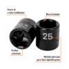 100898 - Dado de impacto de 25 mm, 6 puntas, cuadro 1/2", Truper