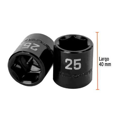 100898 - Dado de impacto de 25 mm, 6 puntas, cuadro 1/2", Truper