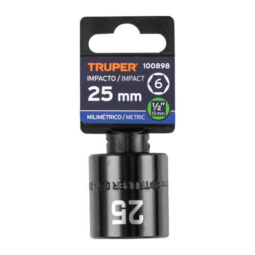 100898 - Dado de impacto de 25 mm, 6 puntas, cuadro 1/2", Truper
