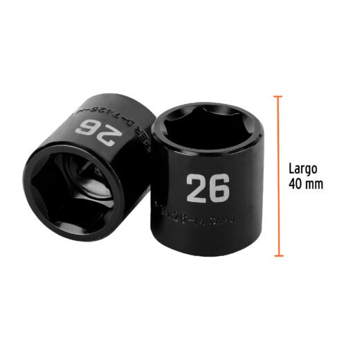 100899.2 100899 - Dado de impacto de 26 mm, 6 puntas, cuadro 1/2", Truper