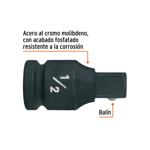 100908 - Extensión de impacto con cuadro de 1/2", largo 2", Truper