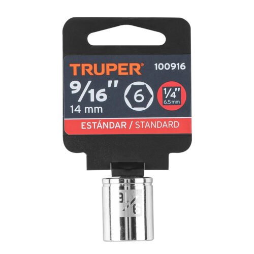 100916.3 100916 - Dado de 9/16", 6 puntas, cuadro 1/4", Truper
