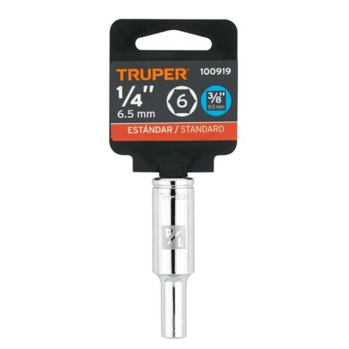 100919.3 100919 - Dado largo de 1/4", 6 puntas, cuadro 3/8", Truper